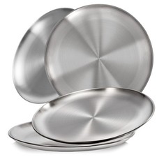 304 18/8 Stainless Steel Dinner Plates, 10" Round Salad Plates, Serving Pla...