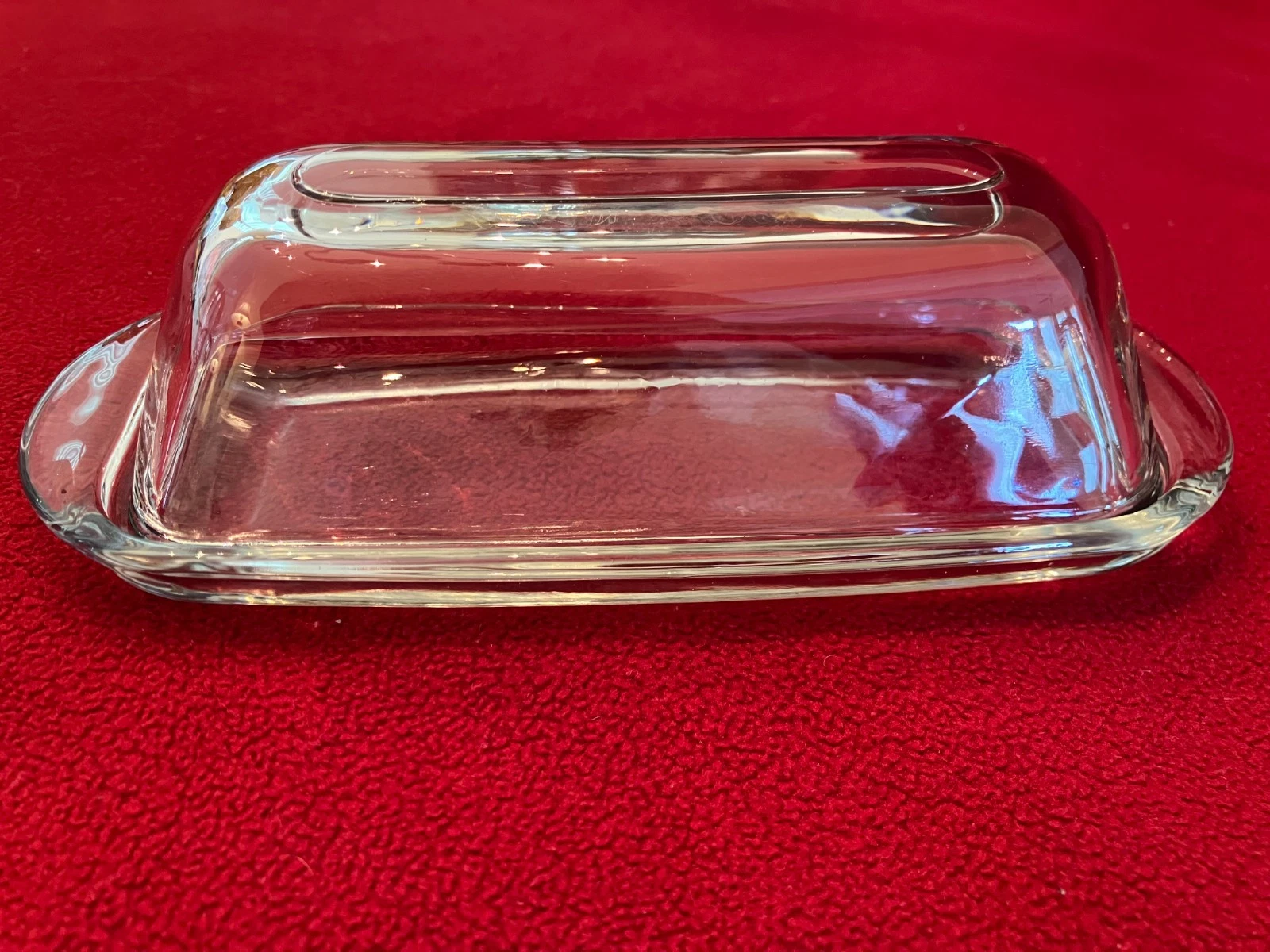 Vintage Clear Glass Butter Dish with Top, Rectangular