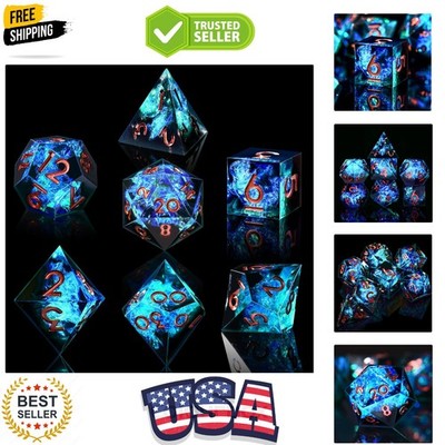 7-Die DND Dice Set, Handmade Sharp Edge Polyhedral Dice for Dungeons and Drag...