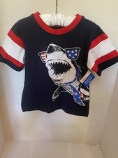 Toddler Boys Red White & Blue Patriotic Shark T-Shirt 3T/ NP3