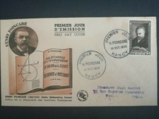 FRANCE PREMIER JOUR FDC YVERT 933 HENRI POINCARE MATHEMATICIEN 18F+5F NANCY 1952