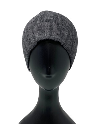 FENDI Vintage Zucca Monogram Knit Beanie #42 Hat Fashion Accessory