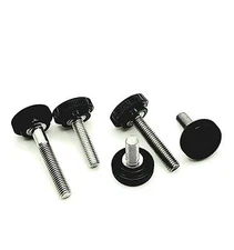 M5 x .8mm Knurled Thumb Screw Bolts Black Round Knob Head Metric Stainless Steel