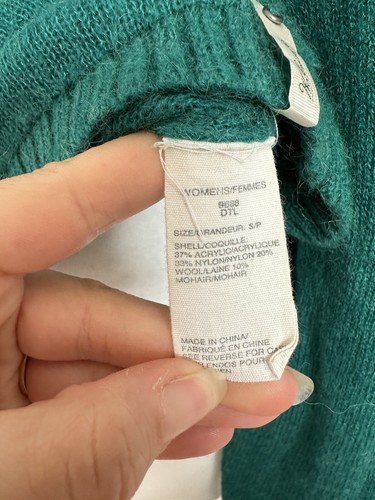Woolrich Mohair Blend Teal Owl Print Jumper Pullover Size Small Petite - Picture 4 of 7