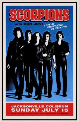 1984 Scorpions Concert Poster Wall Art Print size 10x15inches Bon