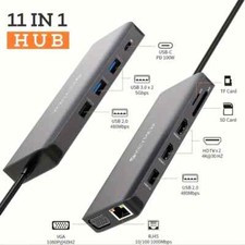 NEW - 11 in 1  USB-C Hub  Dual 4K HDTV  VGA 1000 Mbps Ethernet LAN