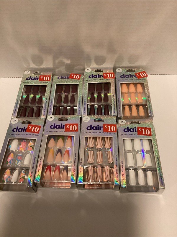 Claire’s 24 Faux Nails False With Glue Vegan 8 Sets NIB