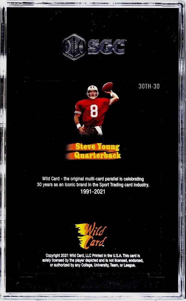 2021 Wild Card 30th Anniversary Black #30 Steve Young BLUE /75 SGC 9 MINT - Image 2 of 2