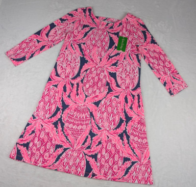 Lilly Pulitzer Ophelia Dress Womens XS Bright Navy Coco Safari Pink NWT