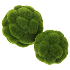 Artificial Balls 2pcs Faux Green Moss Globes 10cm+12cm Plant Topiary Ornament