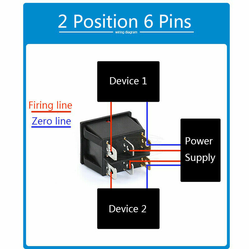 6 Pin Rectangular Rocker Switch Led