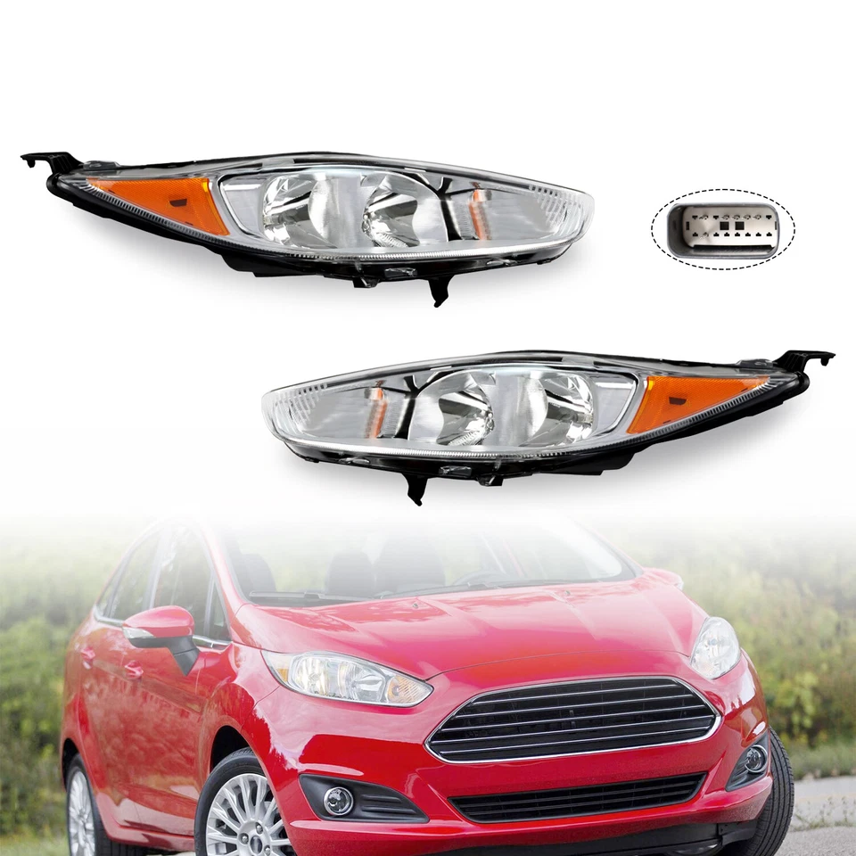 铬卤素车头灯总成带灯泡适用于福特 Fiesta S ST SE 2014-2019 — 第 2/4 张图片