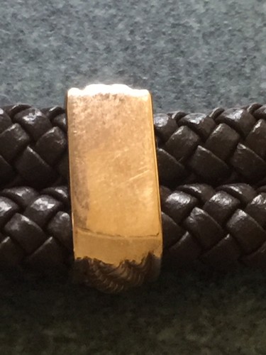 JUDITH RIPKA GOLD PLATED FAUX BROWN LEATHER DOUBLE ROW BRAIDED 7-3/4" BRACELET - Picture 6 of 9