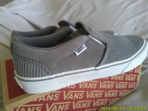 Neu mit Etikett. VANS ASHER HERREN CORD/VELOURSLEDER MITTELGRAU SLIPPER SCHUHE, 8,5 M - Bild 6 von 7
