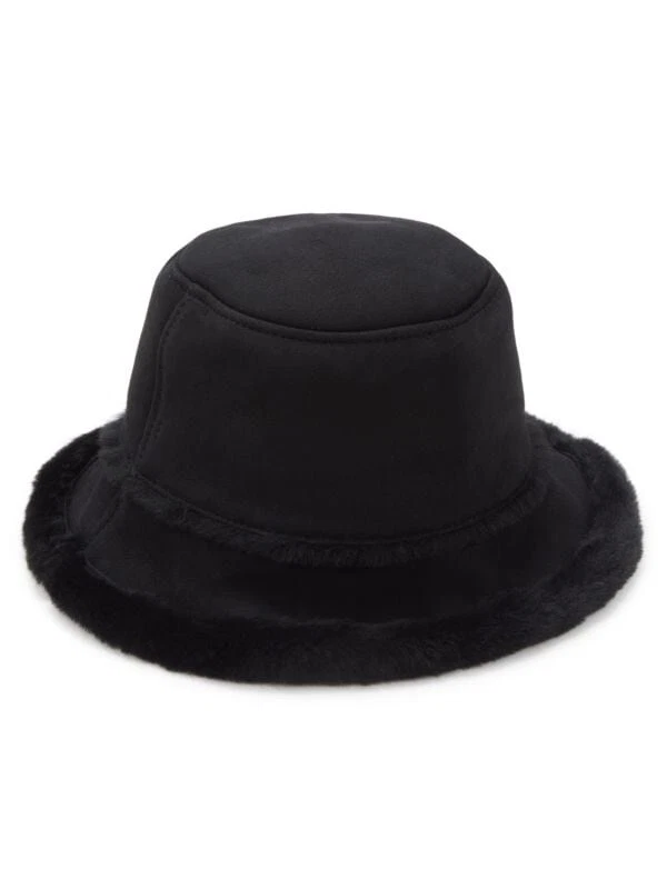 UGG SHEEPSKIN SHEARLING SHEEPSKIN BUCKET HAT BLACK SIZE LARGE/EXTRA LARGE NWOT