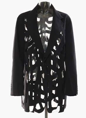 NEW designer LUXE & LEATHER by MADONNA & CO black cut out sexy rock blazer LARGE
