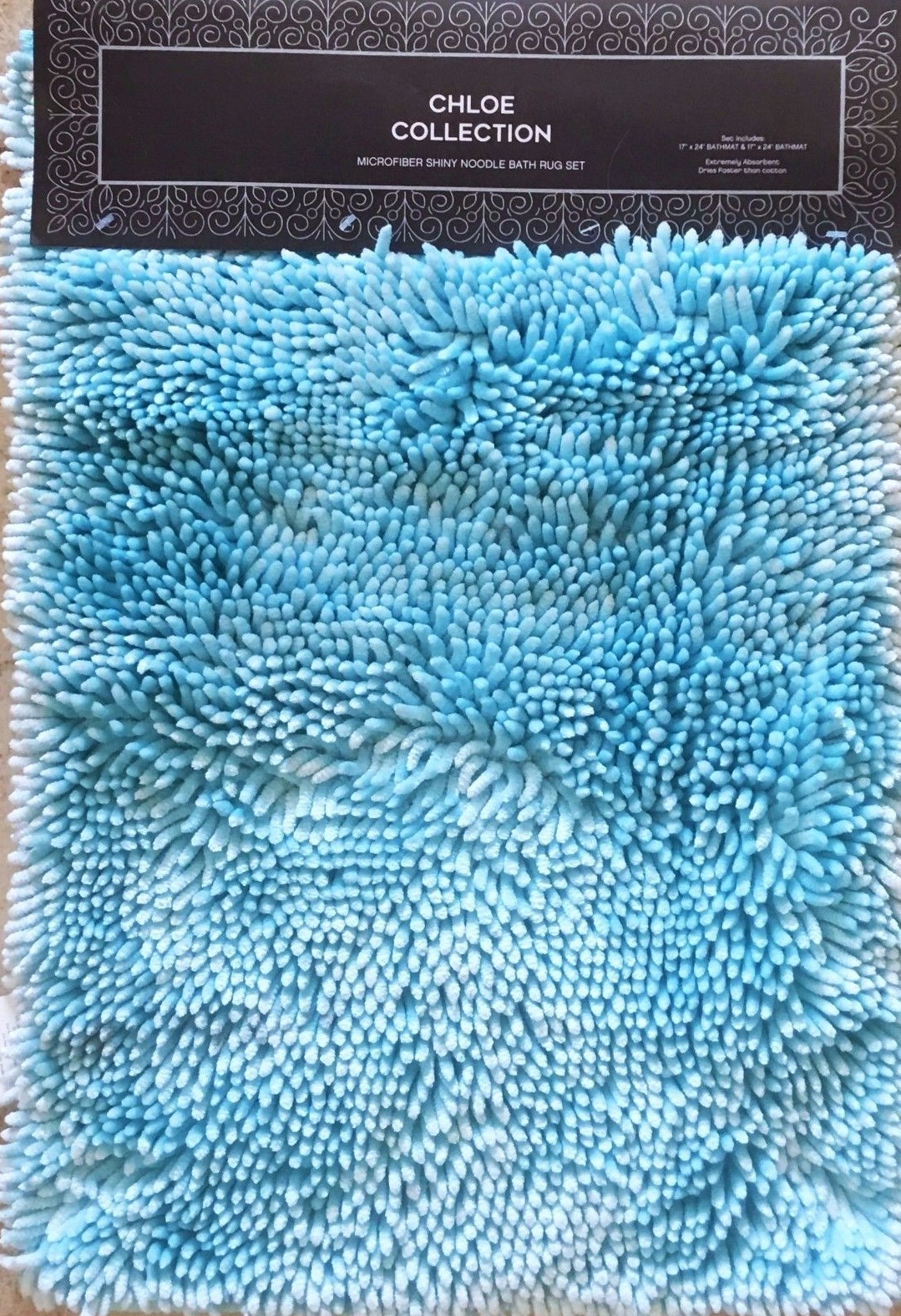 NEW CHLOE LIGHT AQUA BLUE MICROFIBER NOODLE BATH RUG CARPET,FLOOR MAT