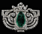 White Diamonds Vintage Brooch Pin Gorgeous Pine Green Emerald & Lab-Created
