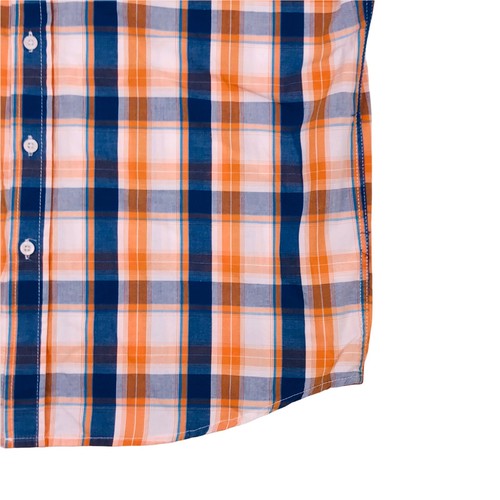 Jeep Mens Casual Shirt Top Sz Medium M Orange Blue Short Sleeve Cotton Button - Picture 8 of 11