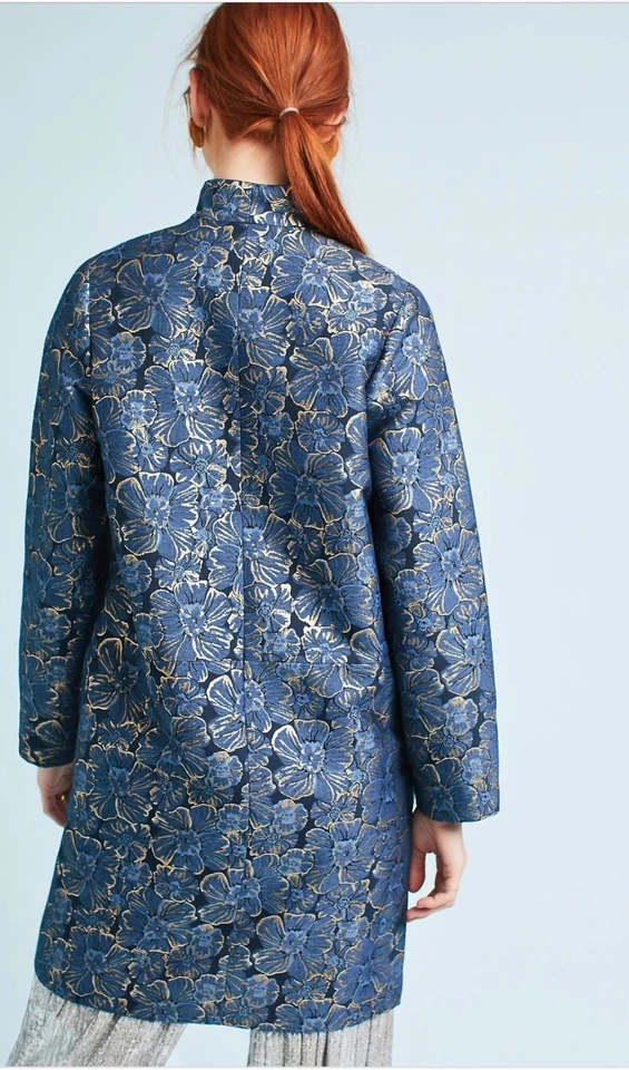 NWT in Bag Anthropologie BlueGold Floral coat size 4-Fast Shipping - Image 3 of 4