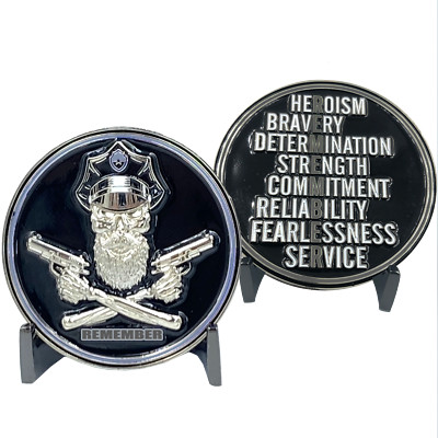 CL7-15 REMEMBER Thin Gray Line Beard Gang Skull CO Correctional Officer Challeng