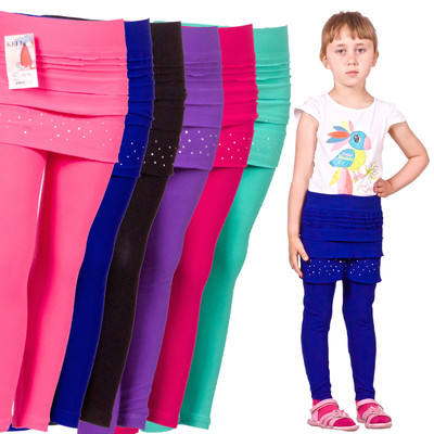 KINDER Leggings mit Minirock Strass Mädchen Rock Jeggings  Leggins 3/4 ArK3