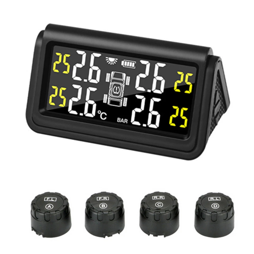Sistema de monitoreo de alarma de presión de neumáticos inalámbrico TPMS para automóvil con 4 sensores externos Foto 2 de 4