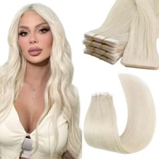 White 60# Skin Weft Tape in Double Side Invisible Seamless Human Hair Extensions