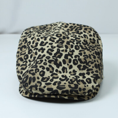 Women Leopard Print Flat Newsboy Cap Adjustable Buckle Casual