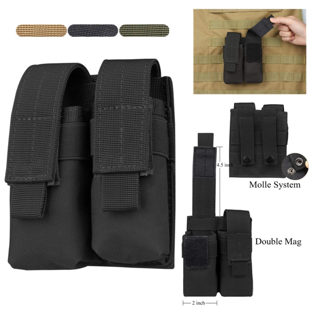 Nylon 600D Tactical Molle Dual Double Magazine Pouch Outdoor Holster Mag Bag
