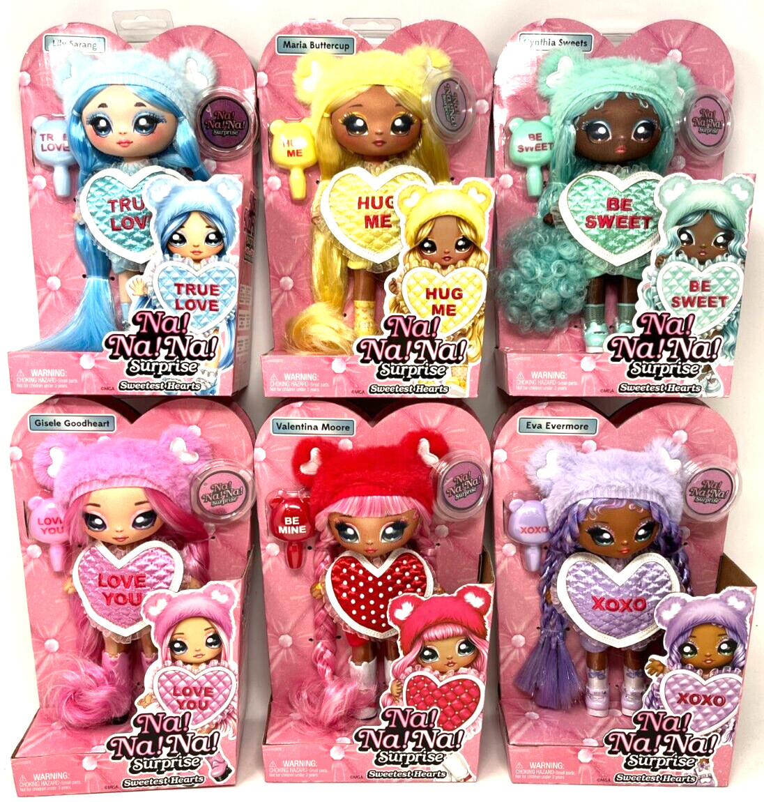 &lpar;6&rpar; Na Na Na Surprise Sweetest Hearts Doll Complete Set New In Box Valentina
