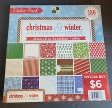 DCWV Christmas  Winter 180 sheets 12"x12" Printed Paper Open but unused