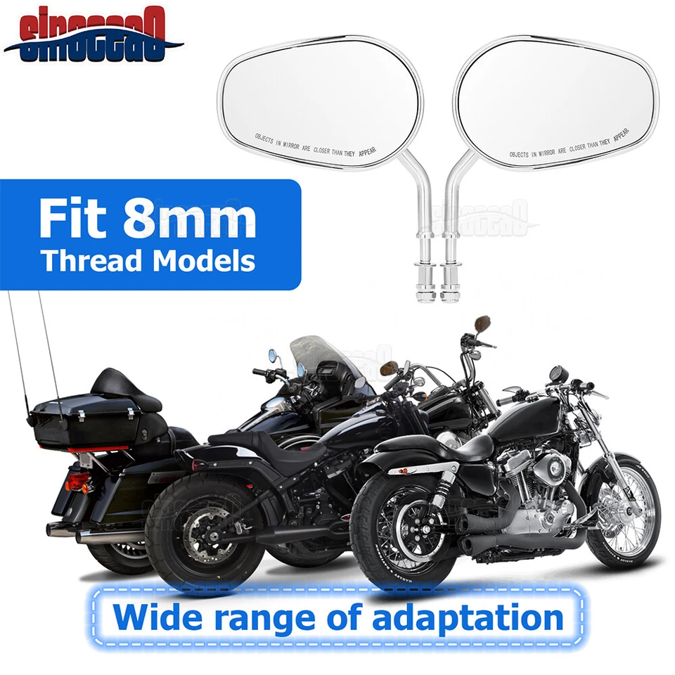 Espejos retrovisores cromados para Harley Davidson Sportster XL 1200 883 FLSTC FLSTF Foto 3 de 4