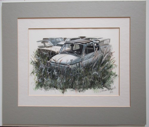 FIAT 500 Original Signed Painting by Graham Bosworth Motor Car ARTWORK Art - Picture 3 of 7