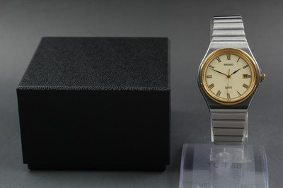 Vintage 1986 Seiko Spirit 5P32-6B30 Date Two-Tone Quartz Mens 