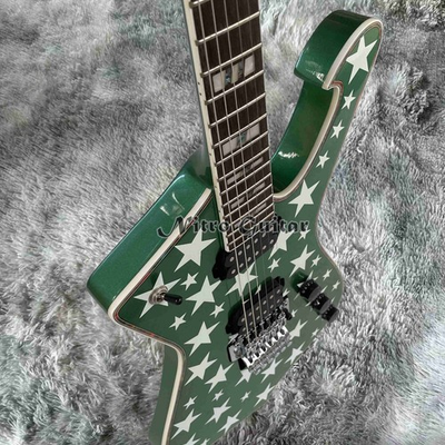 #ad Stars Metallic Green Iceman Stanley Electric Guitar FR Tremolo Abalone Body Bind $259.00