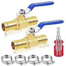 2Pack In-Line Shut Off Valve for 5/8" Heater Hose, Brass Barb 5/8 inch-2pcs