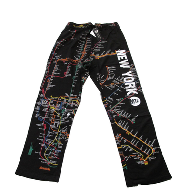 #ad Brand New Men#x27;s NYC MTA Subway Line Black Cotton Pajama Bottoms Lounge Pants L $20.00
