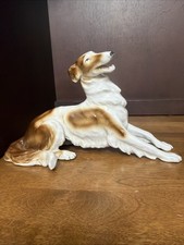 Porcelain Borzoi Russian Wolfhound Porcelain Figurine Vintage 1978 Slovenia 10”