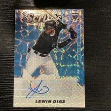2021 Panini Mosaic #SCR-LD Lewin Diaz RC Rookie Card Scripts Auto Miami Marlins. rookie card picture