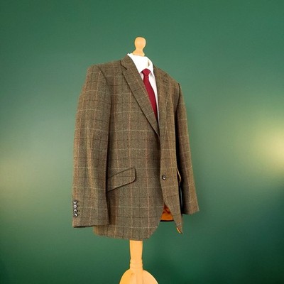 Charles Tyrwhitt Tweed Blazer Sakko Herren 42R Regular Grün Kariert Sport Mantel