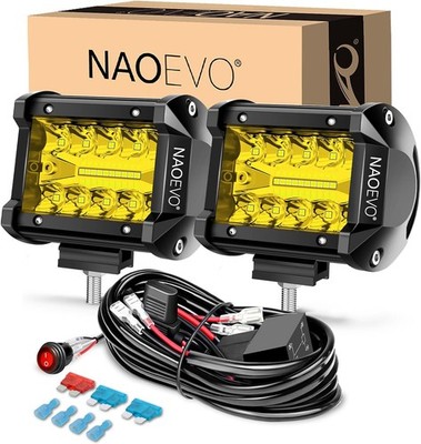  4 Inch LED Pod Lights, Spot Flood LED Fog/Driving/Off Road Lights with Yellow