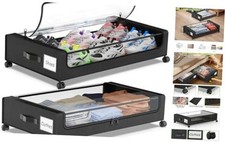 Under Bed Storage with Wheels, 2-Pack Underbed Storage Containers 2 Pack Black