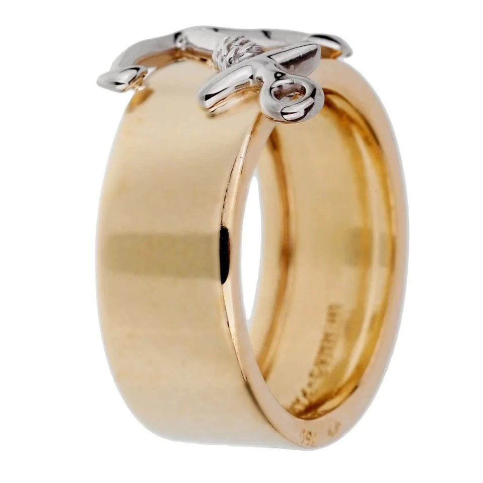 Anillo Hermes Oro Amarillo 18k Ancla Cóctel Banda Talla 5 Foto 4 de 4