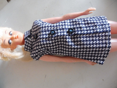 Vintage Barbie / Clone Outfit - Pepita Longbluse Mini-Kleid Petra Plasty 60er