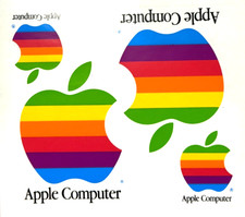 Vintage Original Apple Computer Rainbow Stickers  Four Stickers Per Sheet