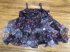 Build-A-Bear Black  Multicolor Floral Flowers Layered Tulle Sparkly Dress Rare