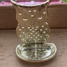 Vintage Metal Owl Earring Trinket Holder