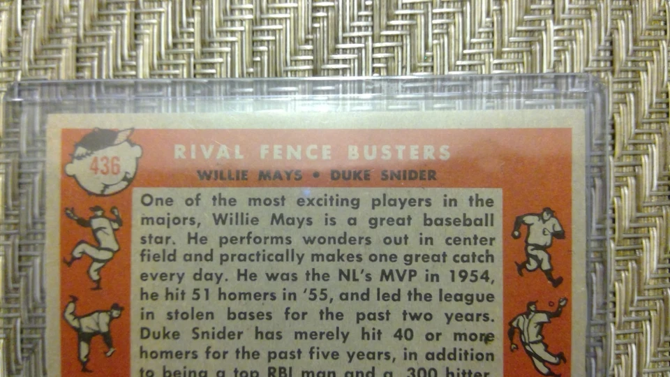 1958 Topps Willie Mays/Duke Snider #436 - Rival Fence Busters - Excelente $$$ Foto 4 de 4