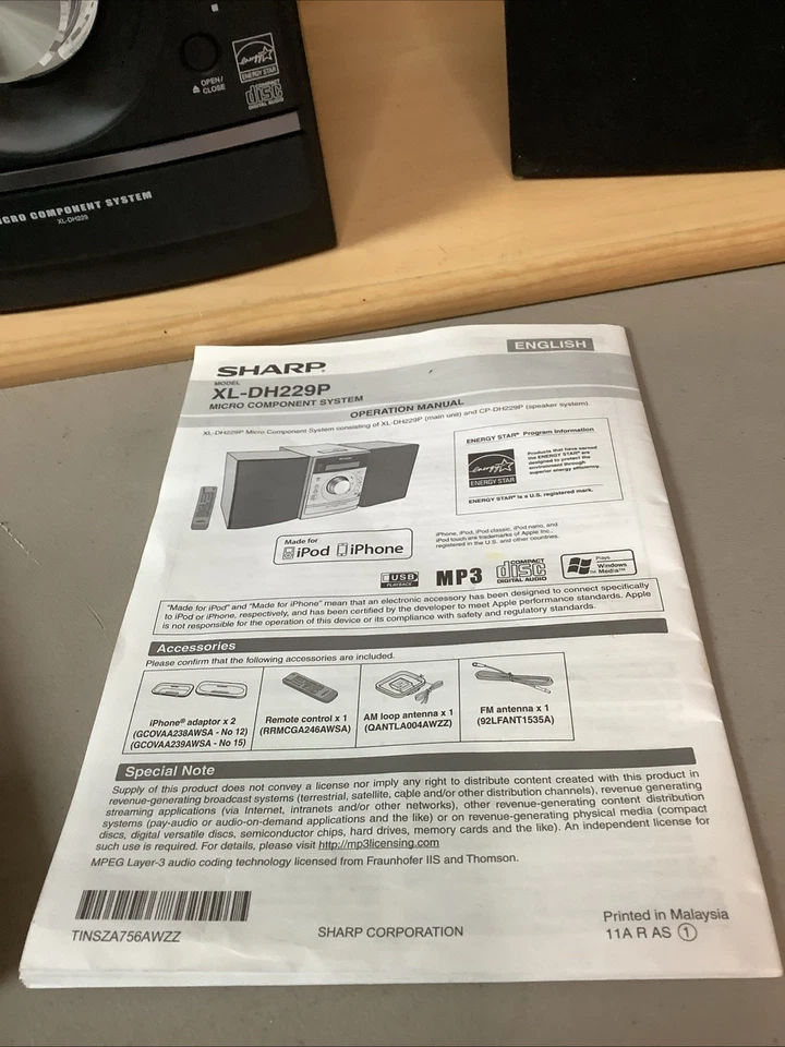 SHARP XL -DH229P Micro Component System. USB/iPod/iPhone. With Remote Control. - Image 3 of 4